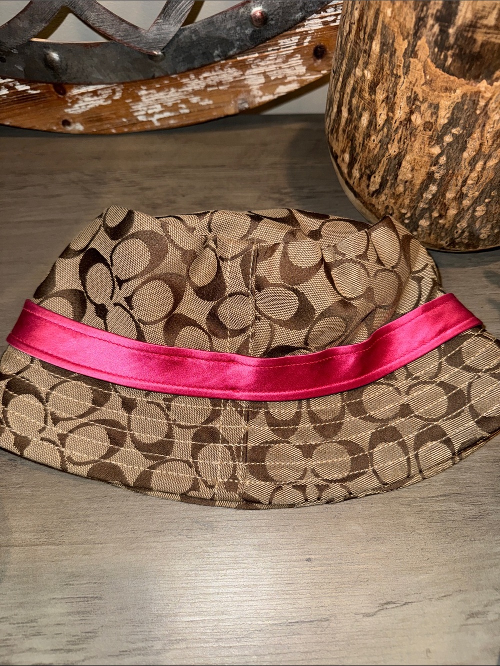 Coach 1941 Legacy Signature C Jacquard Bucket Hat with Pink Satin Bow - Picture 5 of 6